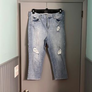 Size 18 Torrid distressed sky high skinny crop jeans